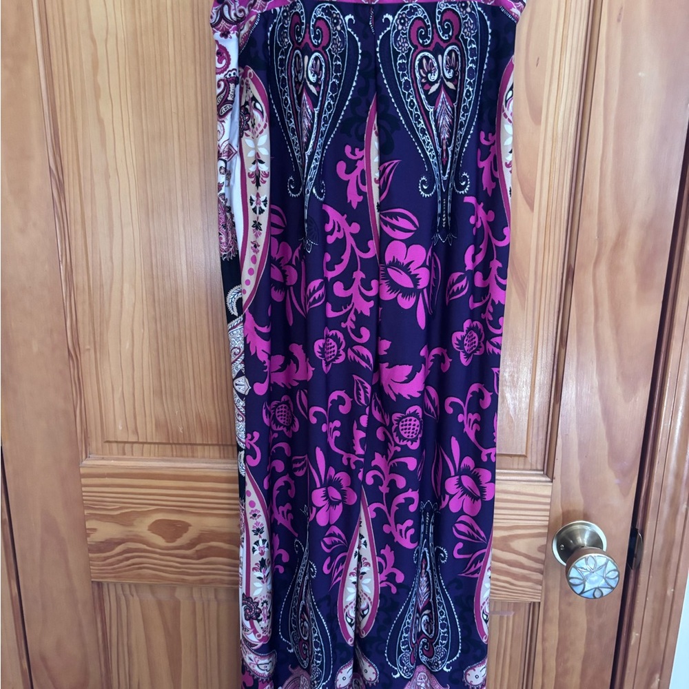 VENUS Pink and Black Paisley wide leg pants